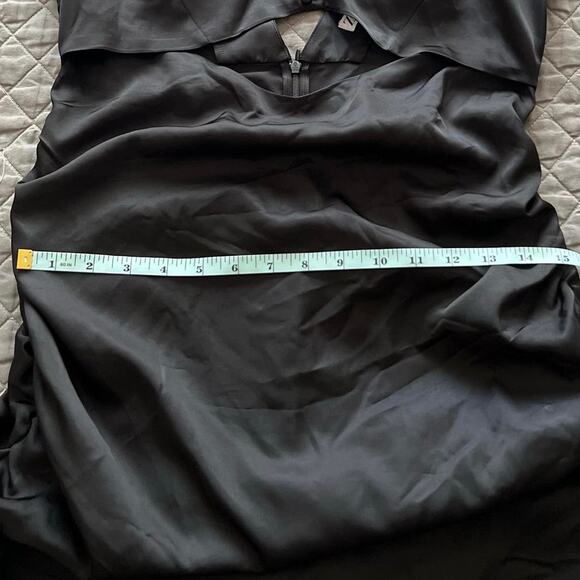 Zara Cutout Satin Effect Mini Black Dress Size L - Picture 11 of 14